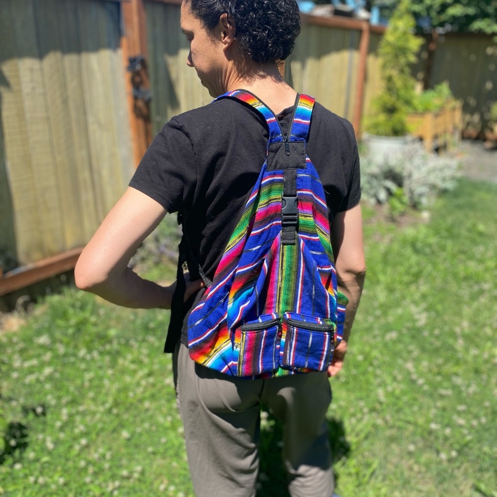 Handmade Backpack Unisex One Size Multicolor Boho Hippie Woven Festival Bag